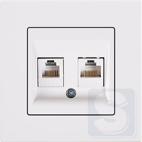 Розетка Компьютерная+Телефонная RJ11+RJ45 Eqona Белый